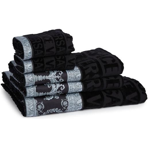 Versace set di 5 asciugamani i love baroque - nero