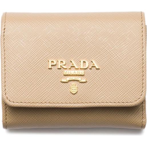 Prada portafoglio piccolo in pelle saffiano - toni neutri