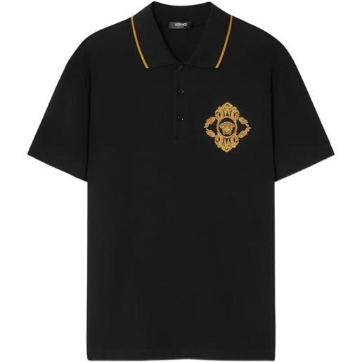 Versace polo con ricamo architectural baroque - nero