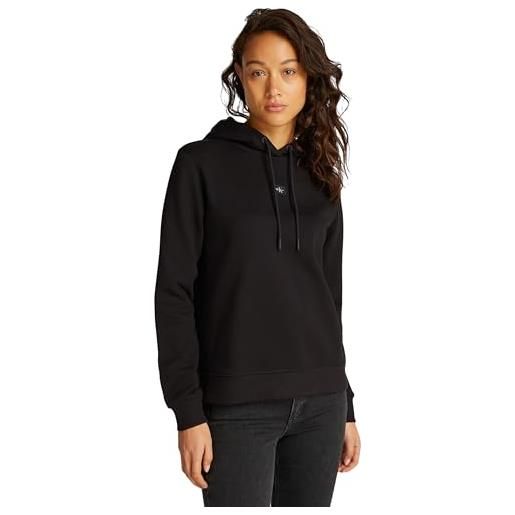 Calvin Klein donna felpa woven regular con cappuccio, nero (ck black), xxs
