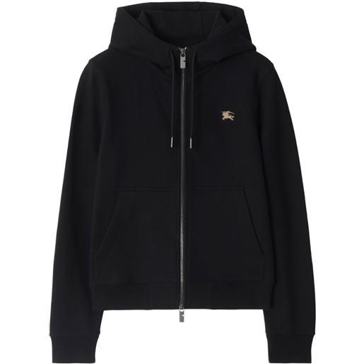 Burberry felpa knight in cotone con cappuccio - nero
