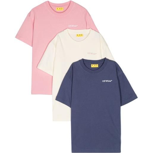 Off-White Kids set di 3 t-shirt con stampa - blu