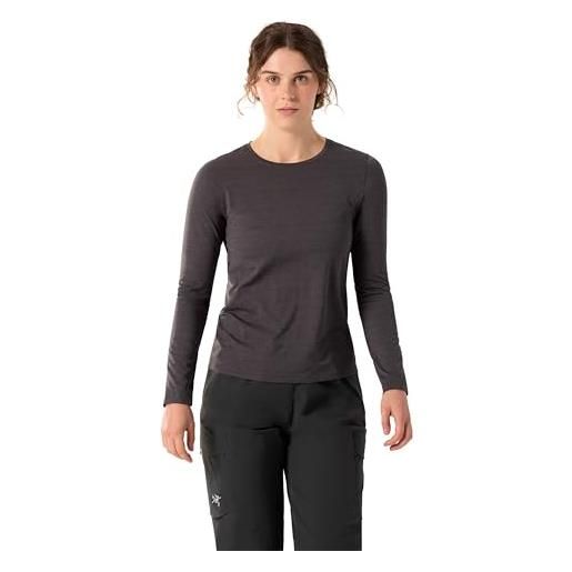 Arc'teryx taema, maglietta girocollo a maniche lunghe da donna, ad asciugatura rapida, per allenamento, escursionismo, corsa, fitness, erica, nero , l