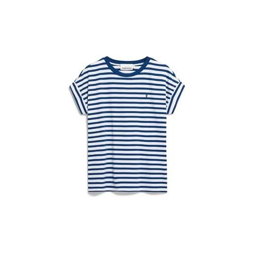 ARMEDANGELS idaara stripes - maglietta da donna a girocollo, bianco-lapis blu, s