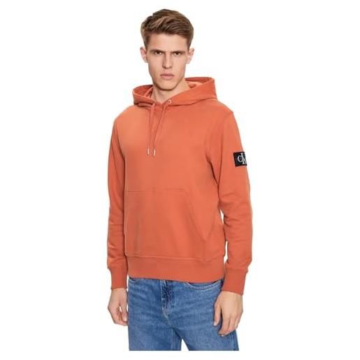 Calvin Klein felpa uomo badge con cappuccio, arancione (aragon), m