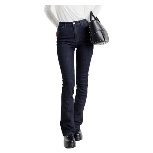 MET jeans bootcut da donna, vita alta, denim scuro, gamba svasata, stile classico art. T2l595 (it, numero, 28, regular, regular, v. Unica)