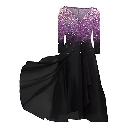 NaLatia donna vestito elegante lungo abito da sera scollo a v manica corta stampa chiffon vestiti curvy aderente abito estivo taglie forti maxi abiti da cerimonia