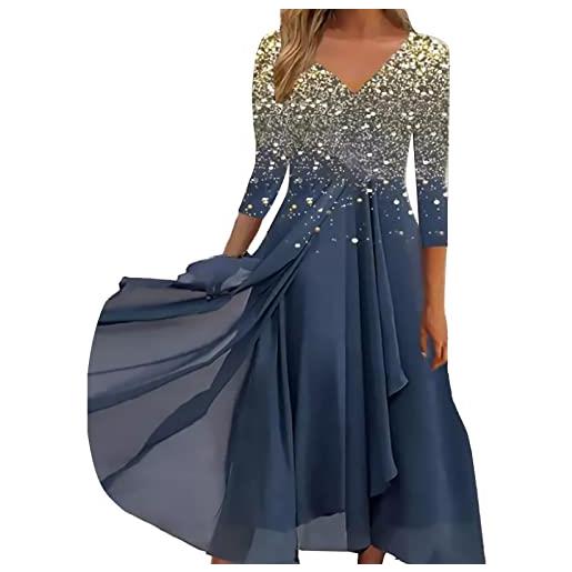 NaLatia donna vestito elegante lungo abito da sera scollo a v manica corta stampa chiffon vestiti curvy aderente estivo taglie forti abito maxi abiti da cerimonia cocktail