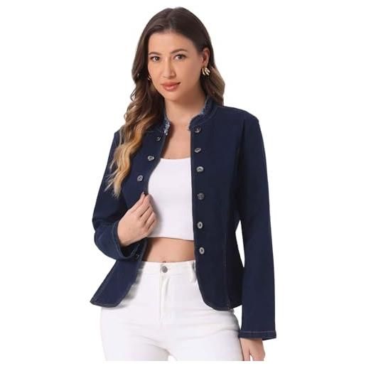 Allegra K blazer in denim da donna aperto sul davanti senza colletto cardigan jeans blu s
