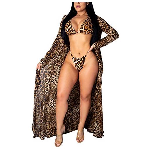 Huixin bikinis set donna estivi moda tankini bikini cover up set di 3 pezzi stampato giovane tempo libero bikini cardigan manica lunga spiaggia vintage costumi