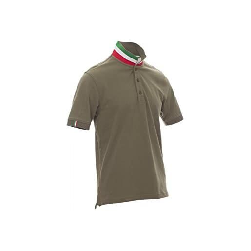 NSTF polo uomo manica corta leggera cotone italia aeronautica s - 3xl no maxfort taglie forti (xxxl, verde militare)