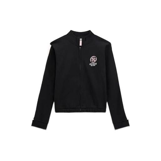 GUESS felpa eco a maniche lunghe con zip da ragazza, nero corvino, 12 anni