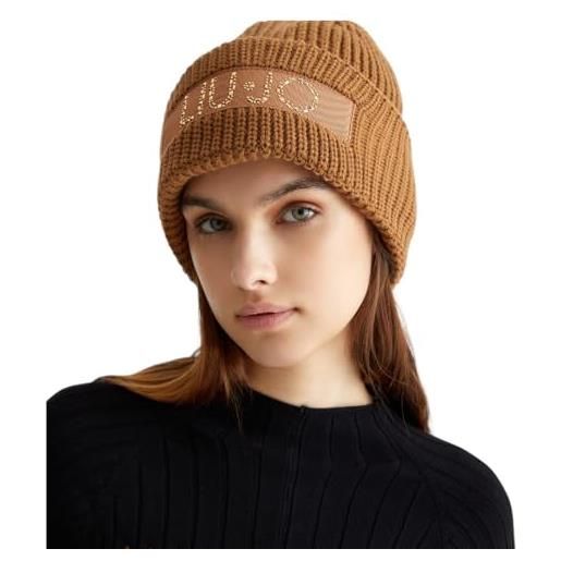 Liu jo cappellino in lana con logo sul fronte non definito 00070 cammello