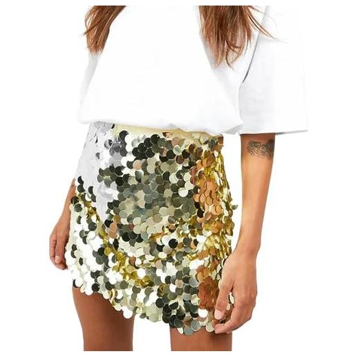 Generic minigonna con paillettes da donna gonna corta di danza del ventre con glitter di lusso abbigliamento femminile club-cl