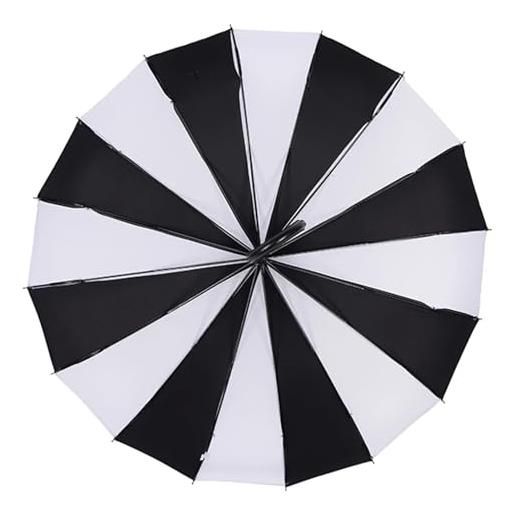 HDKEAN ombrello, elegante ombrello a pagoda per sole, pioggia, antivento, ombrello grande ombrello colorato strisce ombrelli per donne, nero e bianco, as shown in the picture