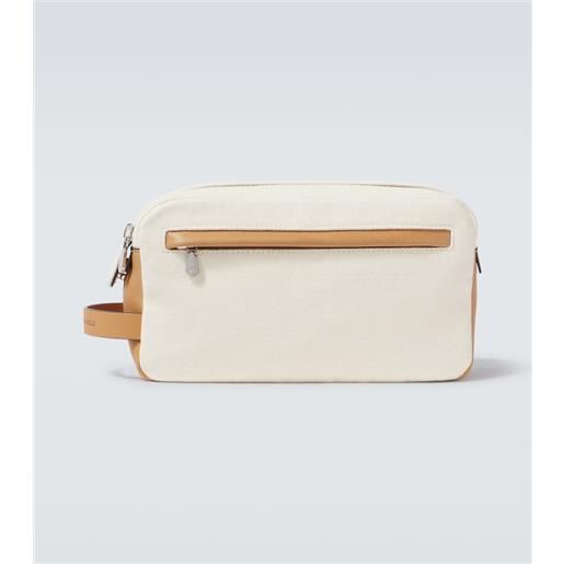 Brunello Cucinelli beauty case in canvas con pelle