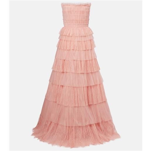 Costarellos abito lungo trissa in tulle e pizzo