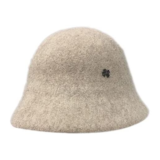 MZRAN cappello a cloche in lana letteraria a quadrifoglio cappello alla pescatora caldo cappello da pescatore cappello da bacino cappello all-match all'aperto per riprese su strada, beige, 2-3