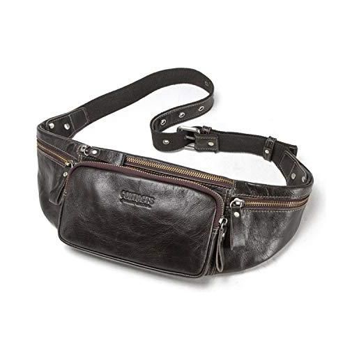 FANDARE marsupio sportivo monospalla zaino uomo monospalla ragazzo borsa a tracolla pelle borse a spalla impermeabile sling bag per festa, viaggi, corsa, tour in bicicletta marrone
