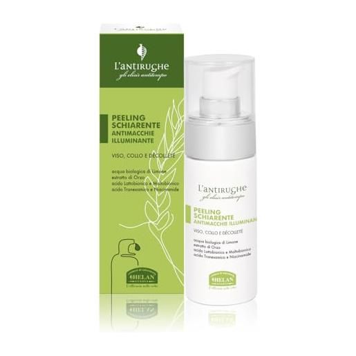 Helan elisir antitempo - esfoliante viso in gel schiarente antimacchia illuminante 95% naturale, peeling viso con niacinamide e attivi antirughe per skincare detergente pelle grassa e ogni tipo, 30 ml