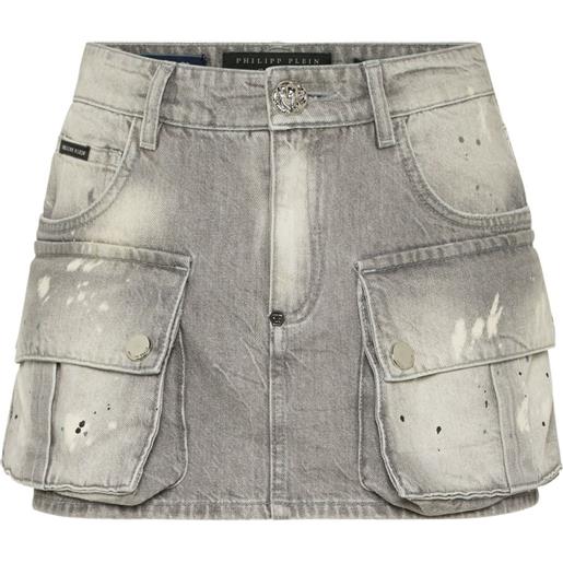 Philipp Plein minigonna cargo - grigio