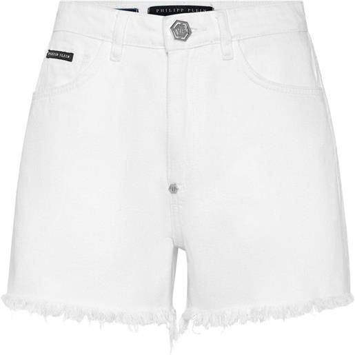Philipp Plein shorts denim con ricamo - bianco