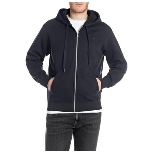Replay felpa con cappuccio uomo, 067 blu notte, xl