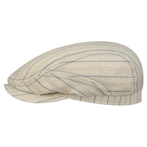 Stetson coppola in lino ledford driver uomo - made germany cappello piatto con visiera estate primavera/estate - 59 cm bianco crema