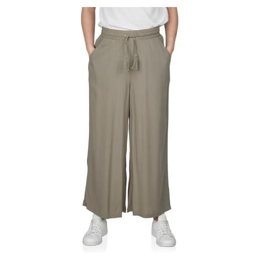 DENIMFY palazzo pantaloni da donna estivi 7/8, vestibilità larga, dfkate, pantaloni estivi leggeri, in tessuto, lunghezza alla caviglia, vita elasticizzata, tinta unita, motivo viscosa, verde, bianco