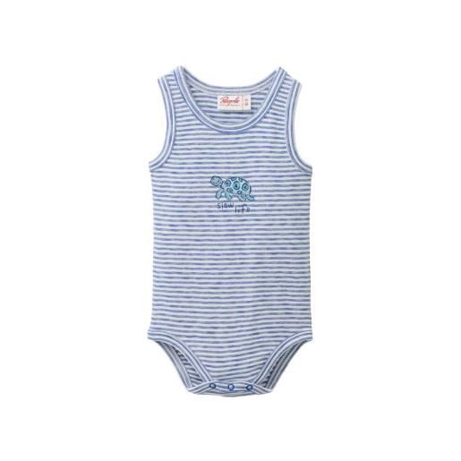 People Wear Organic body senza maniche in cotone bio tartaruga -col. Blu a righe