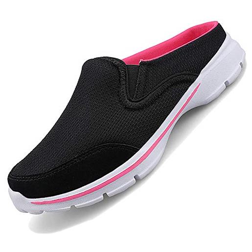 Acfoda zoccoli donna sabot uomo estive antiscivolo traspiranti ciabatte comode giardino spiaggia pantofole leggero mesh scarpe da casa piscina con plantare estraibile nero 38