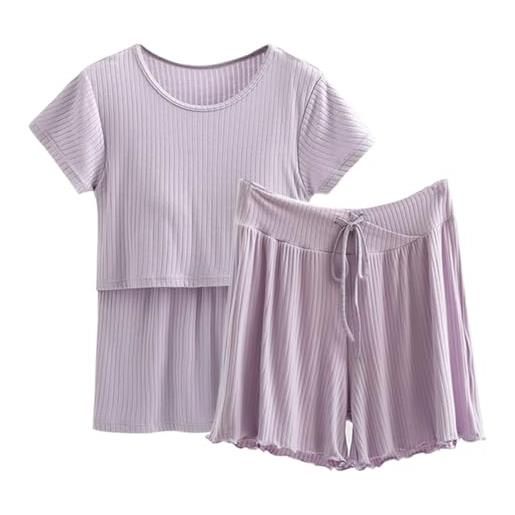 Guiran pigiama corto premaman donna, completo premaman manica corta t-shirt set allattamento pigiama morbido tessuto premaman