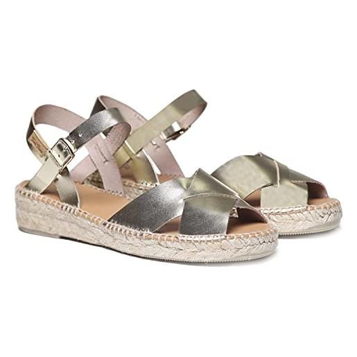 Toni Pons espadrillas da donna in pelle - esther - platino, 39 eu