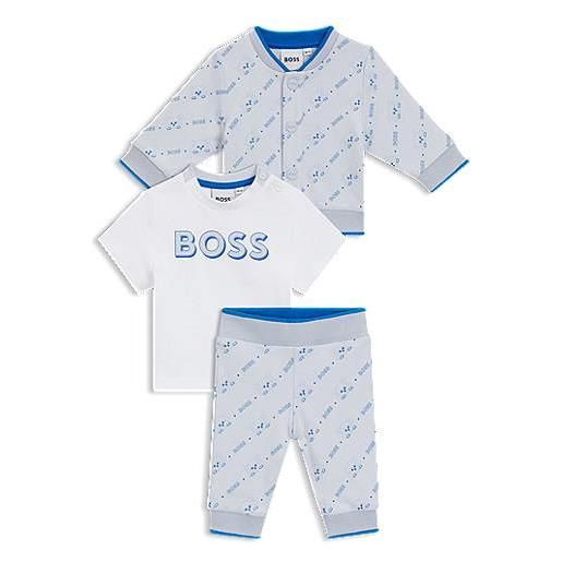 BOSS tuta sportiva tre pezzi per neonati in confezione regalo, celeste