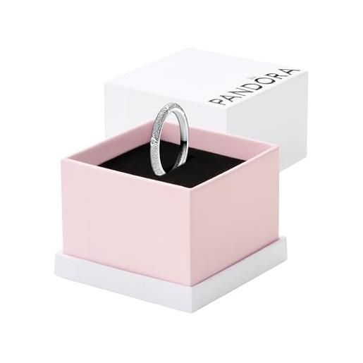PANDORA me anello con texture in argento sterling con zirconia cubica trasparente, 60