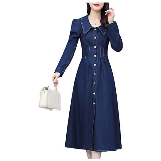 Zadaos primavera vintage denim abiti manica lunga slim vita vestito donne stile coreano designer jeans dress