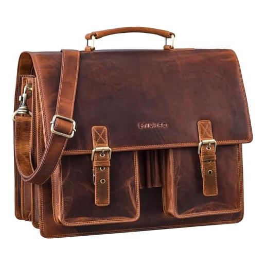 STILORD 'anton' borsa portadocumenti in vera pelle xl - scomparto per laptop da 15.6 pollici - attaccabile - versione migliorata, colore: sesto - cognac