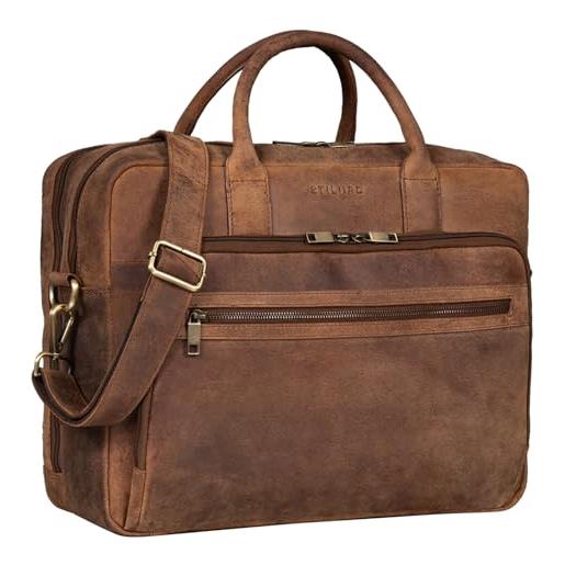 STILORD 'dawson' cartella porta pc pelle borsa lavoro a tracolla portadocumenti per ufficio business università ventiquattrore borsa 24 ore in cuoio vintage, colore: torino - marrone
