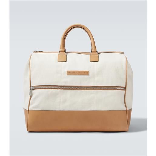 Brunello Cucinelli borsa da viaggio boston summer con pelle