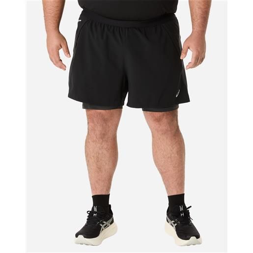 Asics road 2in1 5in m - short running - uomo - nero