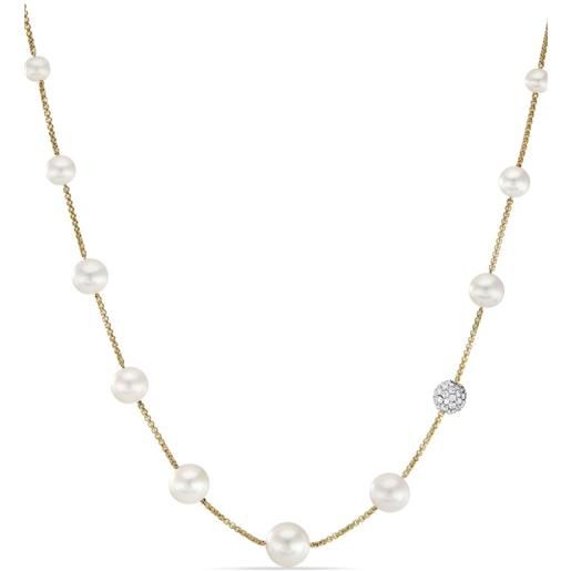 David Yurman collana di perle station in oro giallo 18kt con diamanti (1,25mm)