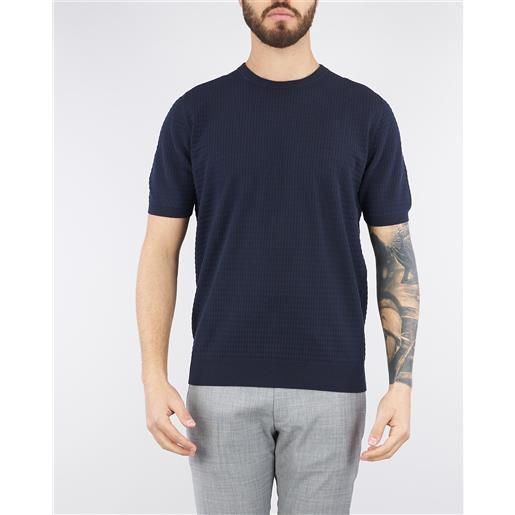 JEORDIE'S maglia jacquard blu in cotone ice crèpe