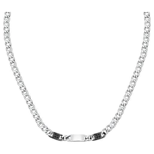 Morellato collana da uomo, collezione catene, in acciaio, pvc nero, pietra - satx01