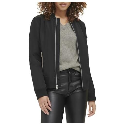 Levi's women's poly bomber jacket with contrast zipper pockets, black, m
