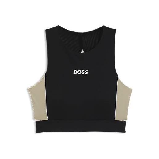 BOSS top sportivo in tessuto intrecciato elasticizzato con dettagli cut-out, nero
