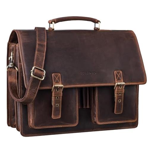 STILORD 'anton' borsa portadocumenti in vera pelle xl - scomparto per laptop da 15.6 pollici - attaccabile - versione migliorata, colore: soria - marrone