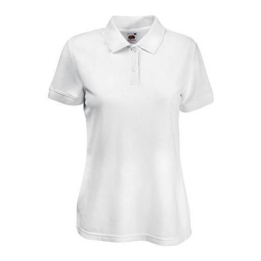 Fruit of the Loom, 65/35 polo, polo in tessuto misto, da donna, donna, Fruit of the Loom - ladies polo mischgewebe, bianco, 32/34