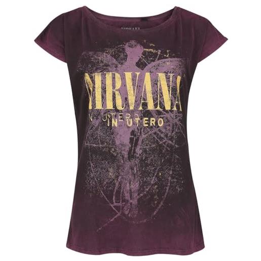 Nirvana in utero dye donna t-shirt rosso vino m 100% cotone regular