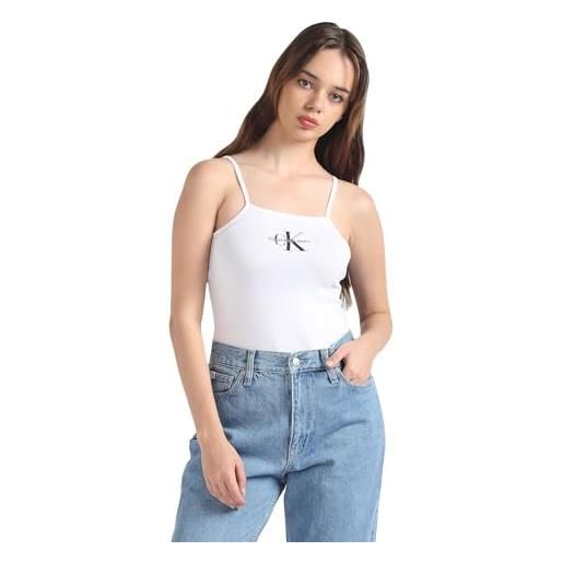 Calvin Klein jeans donna body in cotone elasticizzato, bianco (bright white), s