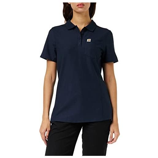 Carhartt, pocket polo a manica corta, relaxed fit donna, blu navy, m